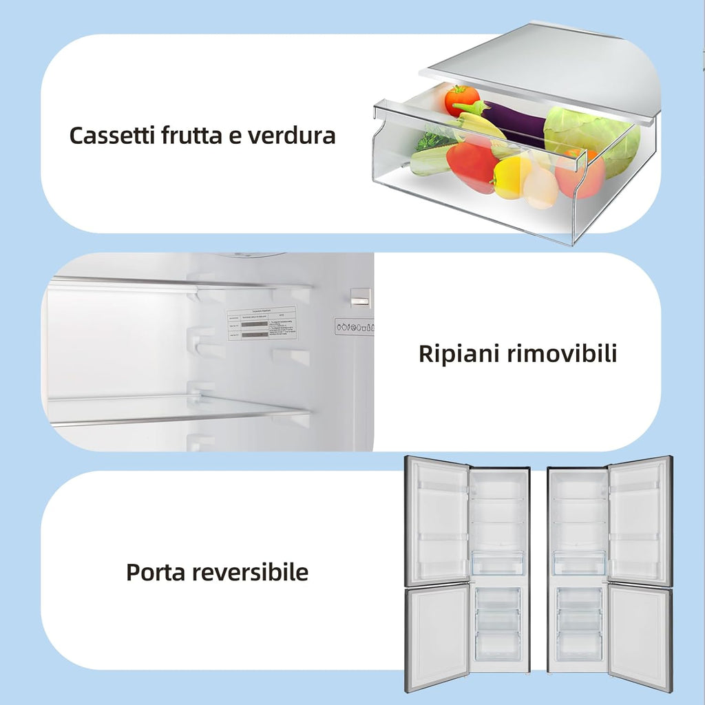 2026 CHiQ Frigorifero Combinato 157L FBM157L42, Basso Gelo, Altezza 144 cm, Larghezza 47 cm, Ultraleggero 39 db, 12 anni di garanzia sul compressore
