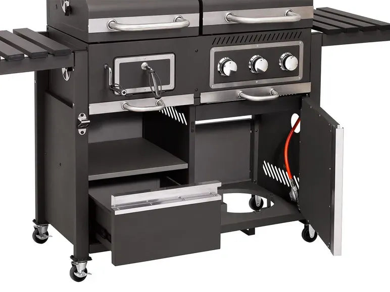 2026 tepro Kohle-Gas-Grill »Toronto Kombi«, 8,7 kW Leistung, 3 Edelstahlbrenner, 2 Ablagen