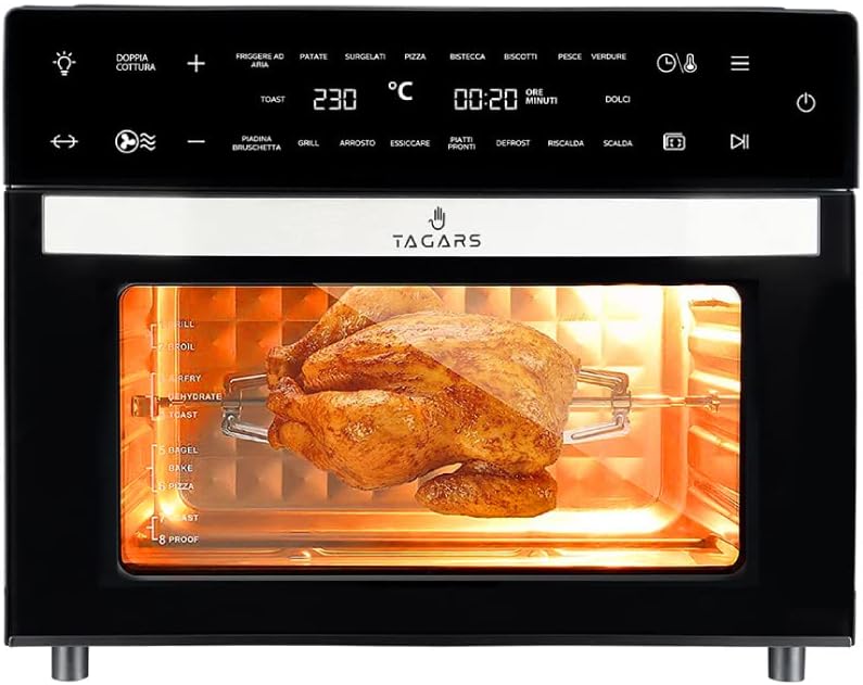 2026 Forno Friggitrice Ad Aria Calda XXL Da 30 Litri Con Display Digitale Multifunzione, Sistema A Riscaldamento Rapido, 18 Programmi Di Cottura, Timer e Temperatura Regolabili 1800 W