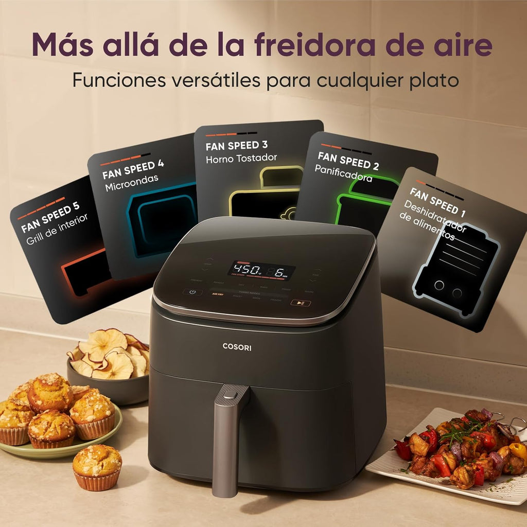 2026 Friteuse à air chaud Cosori Turbo Blaze 6L, intérieur en métal véritable, moteur CC exclusif, 46 % plus rapide, température de 30 °C à 230 °C, idéale pour rôtir les viandes, programmes de cuisson complets, silencieuse (27 dB).