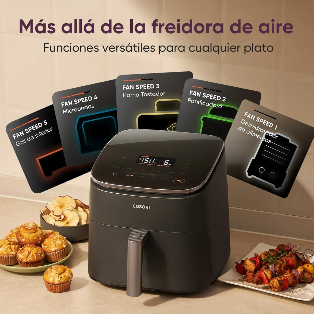 2026 Friteuse à air chaud Cosori Turbo Blaze 6L, intérieur en métal véritable, moteur CC exclusif, 46 % plus rapide, température de 30 °C à 230 °C, idéale pour rôtir les viandes, programmes de cuisson complets, silencieuse (27 dB).