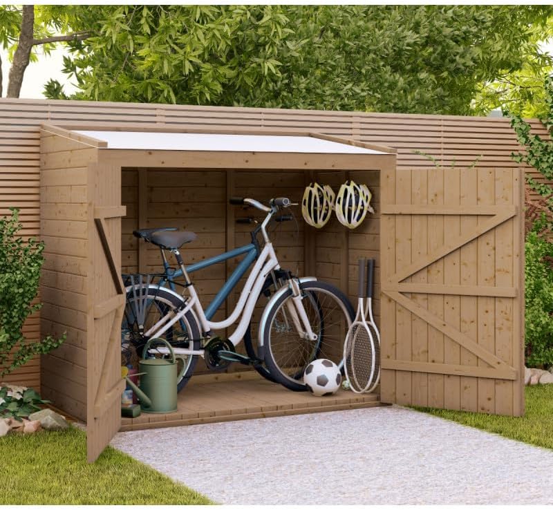 2026 Coffre de Jardin en Bois Massif Traité 28mm 2000L | Rangement Extérieur Robuste Marron avec Plancher | Toit Polyéthylène Ouvrant, Étanche et Durable