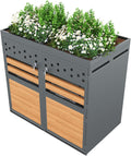 2026 Billg Cache Poubelle Extérieur Double, Abri pour 2 Poubelles de 120-240 L, Antirouille Habillage de Poubelle avec Toit Végétal et 2 Portes avec Poignées Verrouillable, Acier Galvanisé, Anthracite