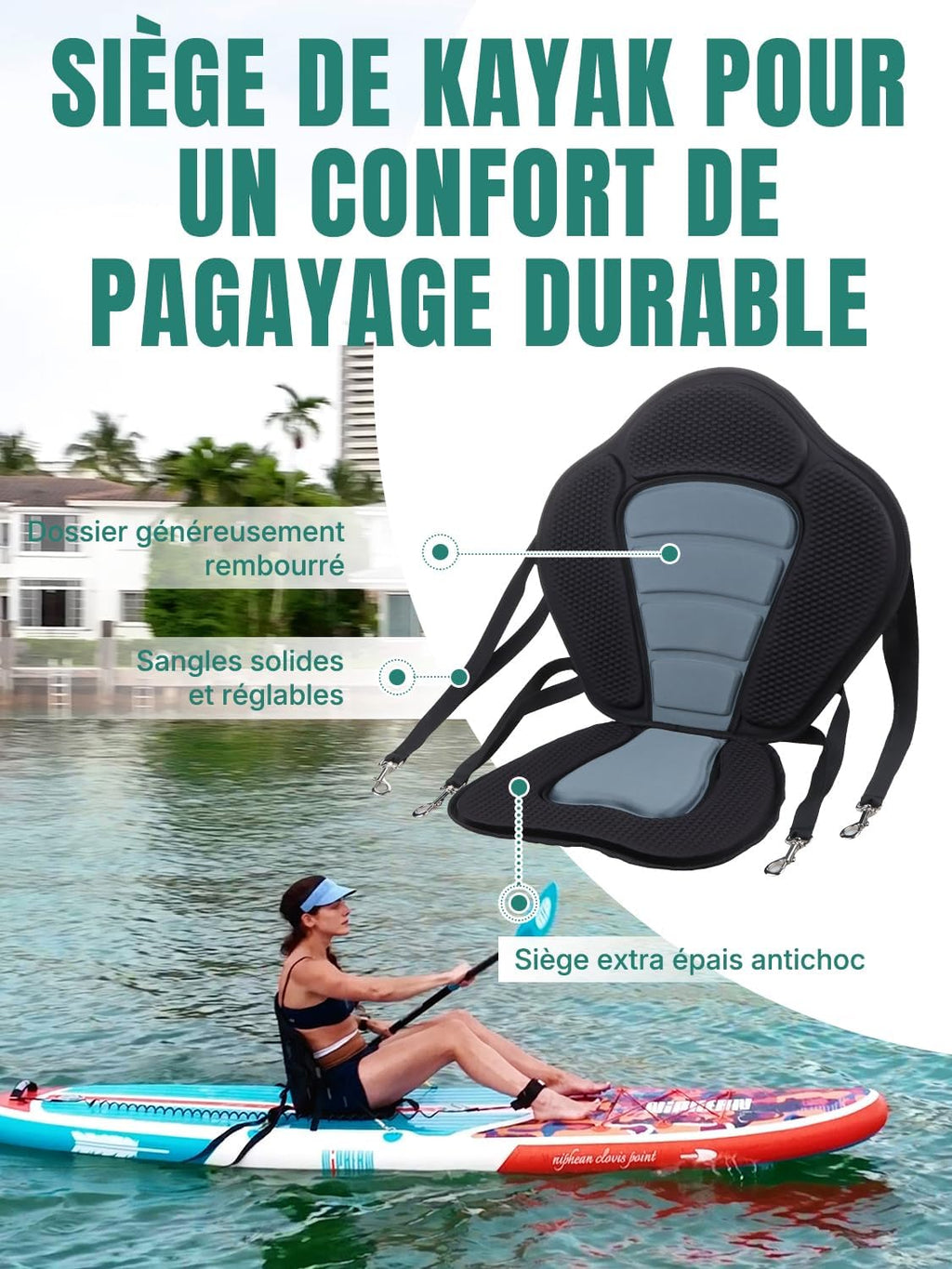 2026 Niphean Paddle Gonflable Adulte avec Tous Les Accessoires, 320cm Planches de Stand Up Paddle Gonflables pour Tous Les Niveaux, Sup avec Capacité 200 kg pour 2 Personnes, Paddle Gonflable avec Siège