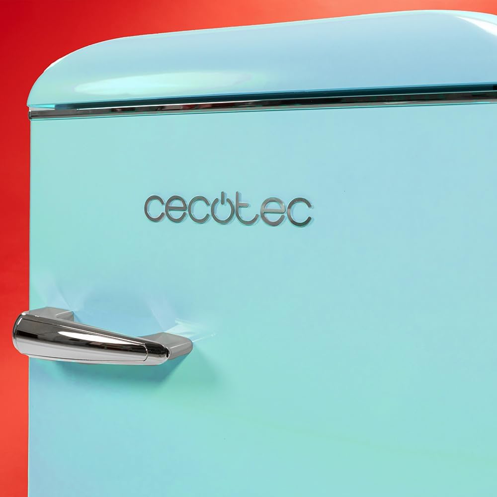 2026 Cecotec Mini Réfrigérateur 2 Portes Retro 86L Bolero CoolMarket 2D Origin 86 Blue E, 89,3cm H et 48,7cm L, IceBox, Classe Énergétoque E, Total No Frost, Lumière Intérieure et Poignée Chromée, Bleu