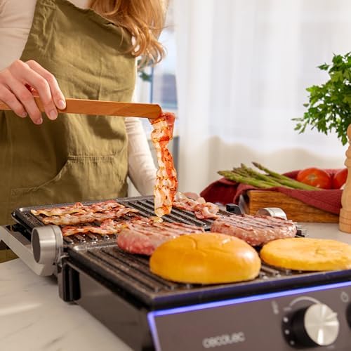 2026 Cecotec Grill électrique Rock’nGrill Smart. Système de réglage de la puissance, du temps et de la température de 2000 W, ouverture à 180 °, plaques amovibles allant au lave vaisselle : Cuisine et Maison