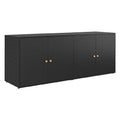 2026 Buffet de rangement extérieur en rotin synthétique – noir – 4 portes