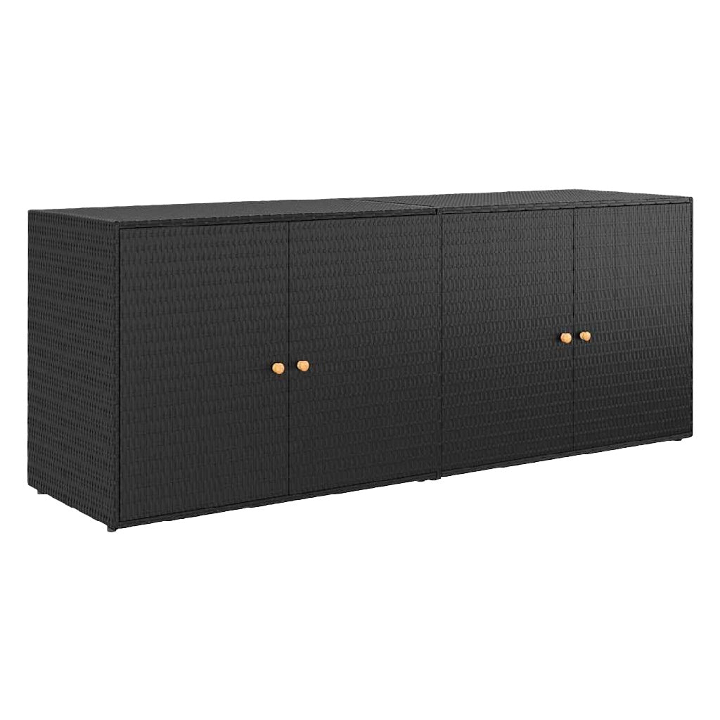 2026 Buffet de rangement extérieur en rotin synthétique – noir – 4 portes