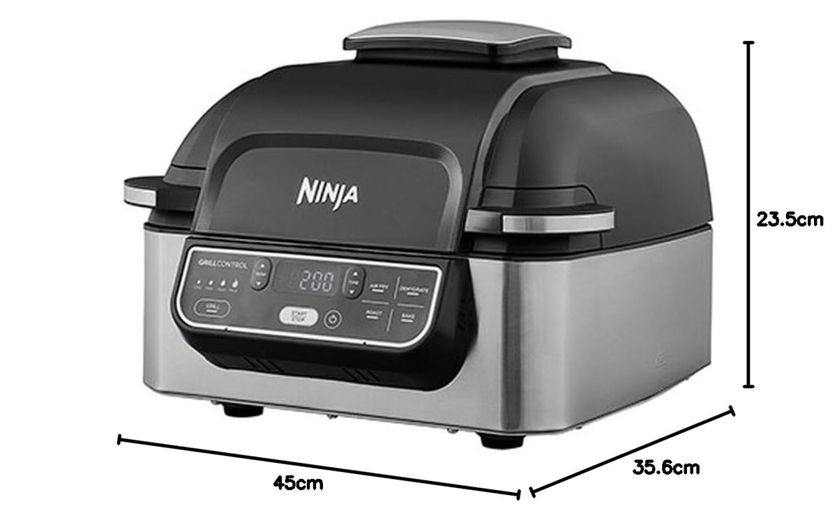 2026 Ninja Foodi Grill & Air Fryer, 5,7L, 5 Fonctions de Cuisson Air Fry, Grille, Cuit, Rotis et bien plus, Pièces Lavables au Lave-vaisselle, Noir/Argent