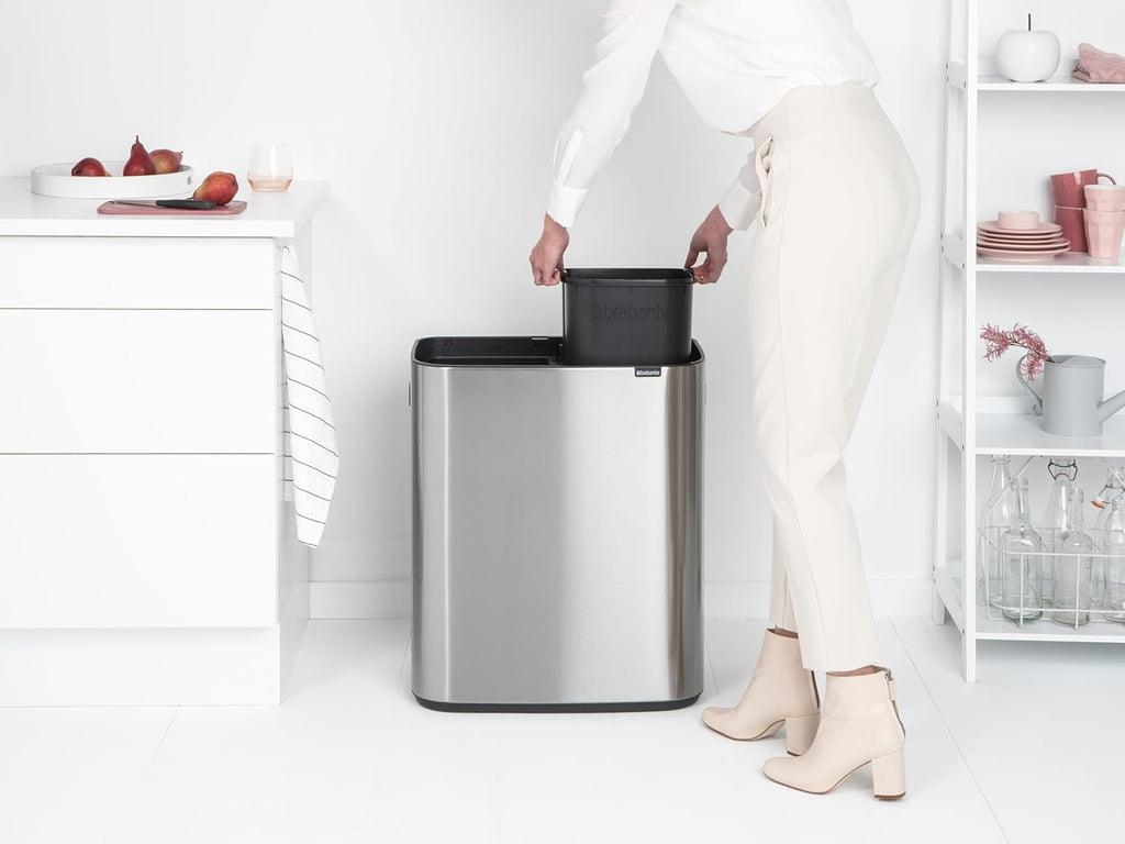 2026 Poubelle Brabantia, acier mat, anti-traces de doigts, 2 x 30 L