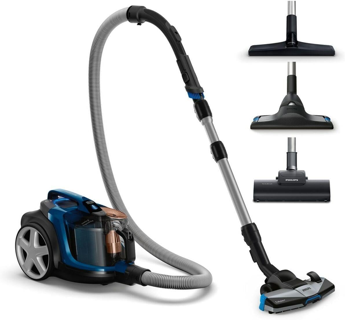 2026 PowerPro Expert Aspirapolvere Senza Sacco, Motore Potente da 900W, Filtro HEPA Allergy Lock, TriActive+ per Pavimenti e Tappeti, Blu (FC9745/09)