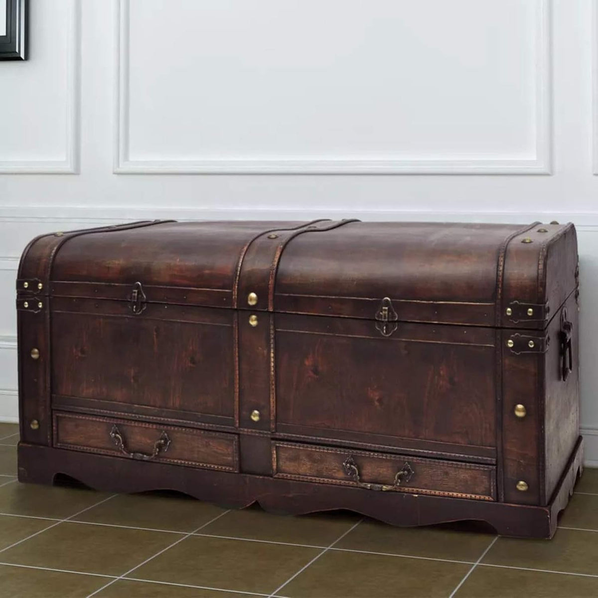 2026 Leepesx Baule del Tesoro Vintage Grande Marrone Tavolino Salotto Tavolino da Divano Libreria Scaffale Tavolino Divano Laterale Tavolino Caffè