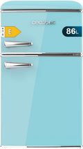 2026 Cecotec Mini Réfrigérateur 2 Portes Retro 86L Bolero CoolMarket 2D Origin 86 Blue E, 89,3cm H et 48,7cm L, IceBox, Classe Énergétoque E, Total No Frost, Lumière Intérieure et Poignée Chromée, Bleu