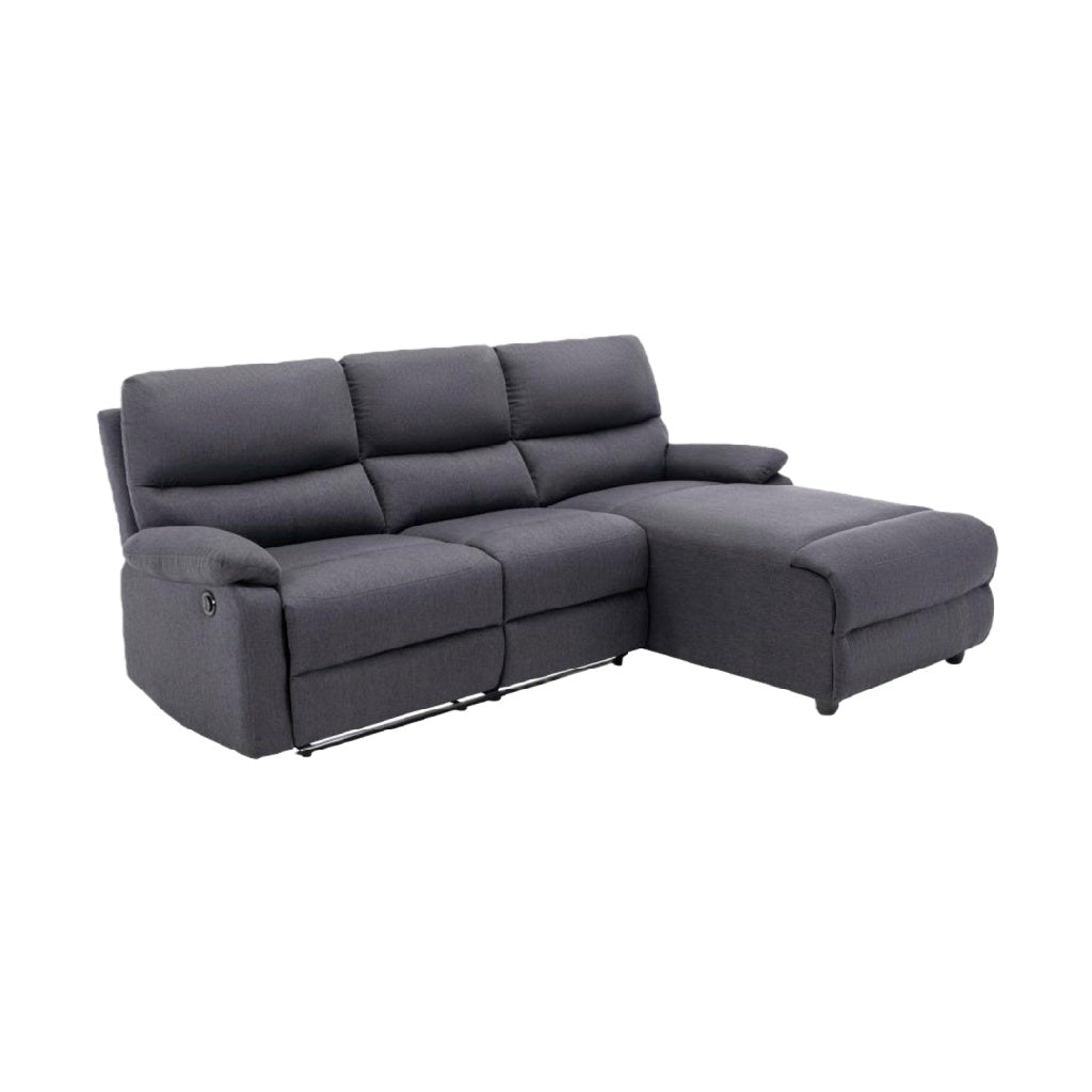 2026 Canapé d’angle droit relax électrique en tissu gris foncé