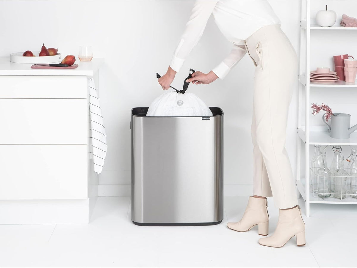 2026 Poubelle Brabantia, acier mat, anti-traces de doigts, 2 x 30 L