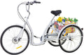 2026 26 Pollice 6 Marce 3 Ruote Triciclo Bicicletta per Adulti Anziani con Cestino Bianco Anziani Donne Per Trike Bike Ciclismo Porta