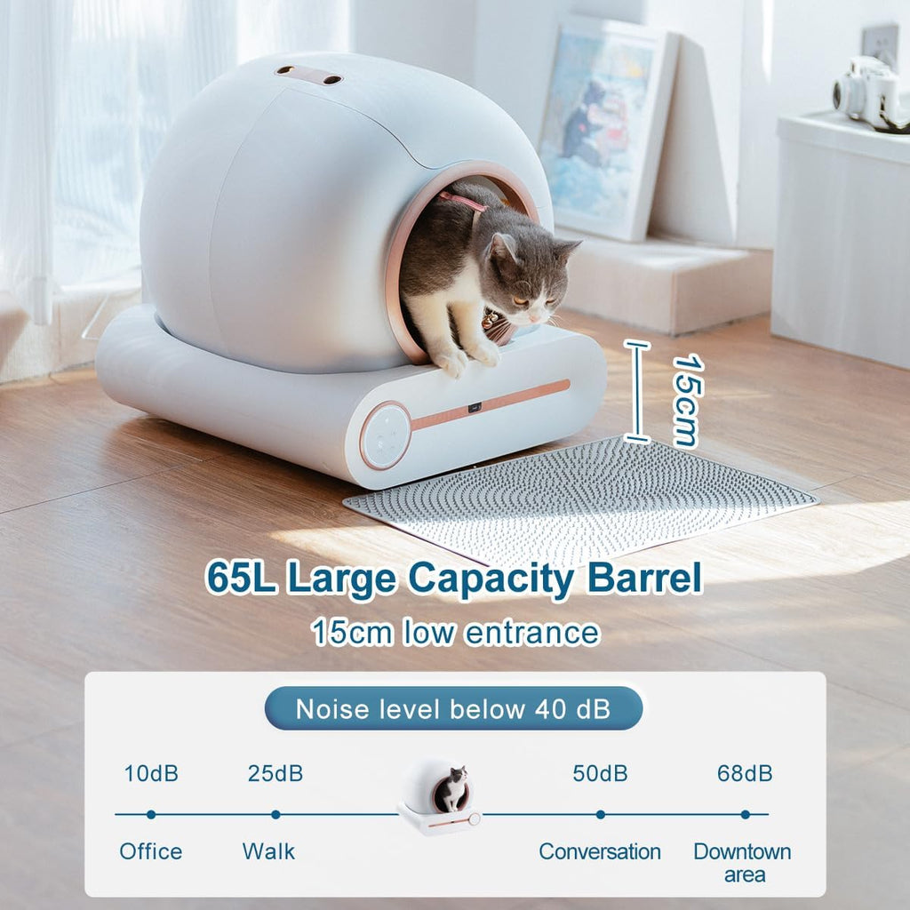 2026 Megonia Litière Autonettoyante Chat Automatique: 2.4GHz WiFi Con App Contrôle à Distance 65L Grande Capacité Anti-Pincement/Fuites/Odeur pour Famille