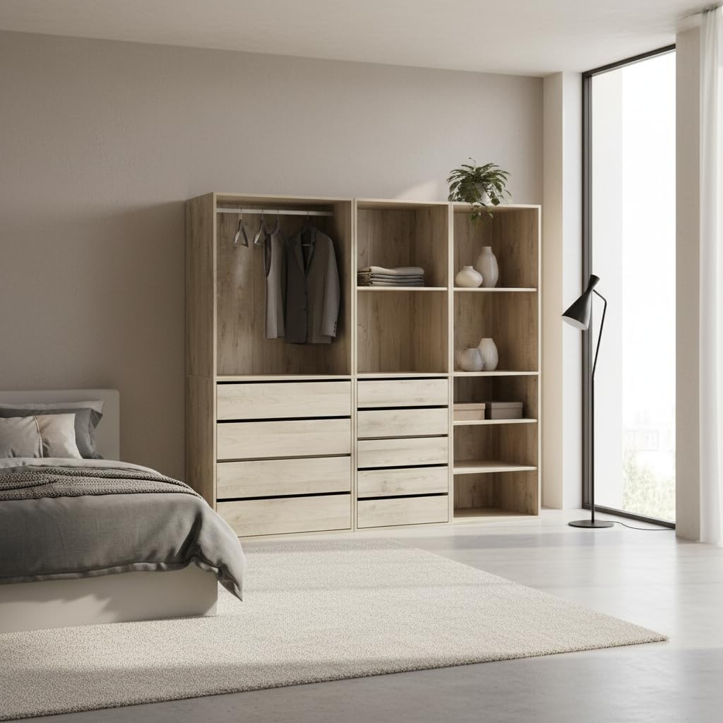 2026 sweeek - Kit Dressing modulable 3 éléments MODULO. Naturel. 200 x 45 x 180 cm