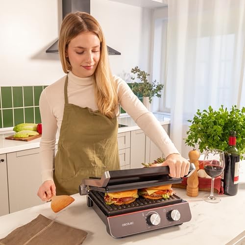 2026 Cecotec Grill électrique Rock’nGrill Smart. Système de réglage de la puissance, du temps et de la température de 2000 W, ouverture à 180 °, plaques amovibles allant au lave vaisselle : Cuisine et Maison