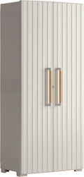 2026 Keter Groove Outdoor Broom Cabinet, Wooden Effect Doors, Beige/Sand, 80 x 45 x 180 H cm
