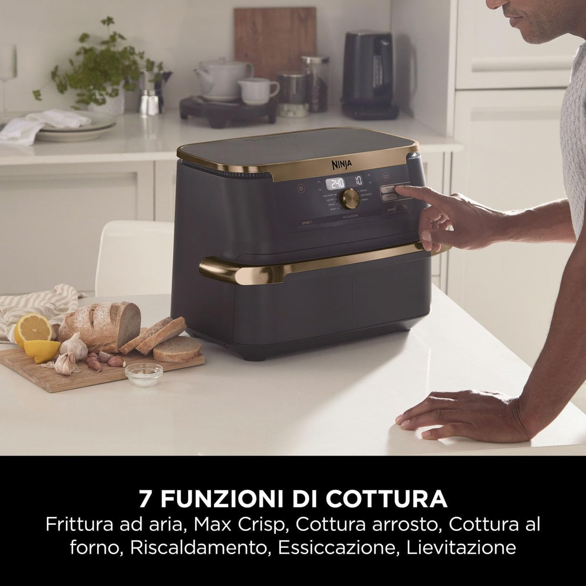 2026 Ninja Foodi FlexDrawer, Friggitrice ad Aria, Doppia Zona, Separatore Rimovibile, Cassetto da 10.4L, 7 in 1, Componenti Antiaderenti Lavabili in Lavastoviglie, Nero/Rame, AF500EUCP