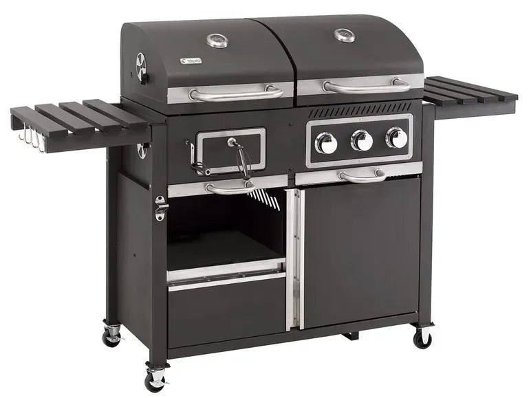 2026 tepro Kohle-Gas-Grill »Toronto Kombi«, 8,7 kW Leistung, 3 Edelstahlbrenner, 2 Ablagen
