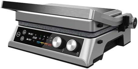 2026 Cecotec Grill électrique Rock’nGrill Smart. Système de réglage de la puissance, du temps et de la température de 2000 W, ouverture à 180 °, plaques amovibles allant au lave vaisselle : Cuisine et Maison