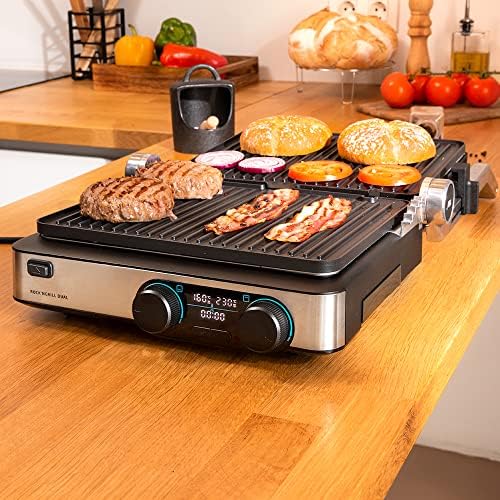 2026 Cecotec Grill électrique Rock’nGrill Smart. Système de réglage de la puissance, du temps et de la température de 2000 W, ouverture à 180 °, plaques amovibles allant au lave vaisselle : Cuisine et Maison