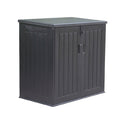 2026 Armoire de rangement extérieure en résine PP gris foncé, double porte avec toit étanche