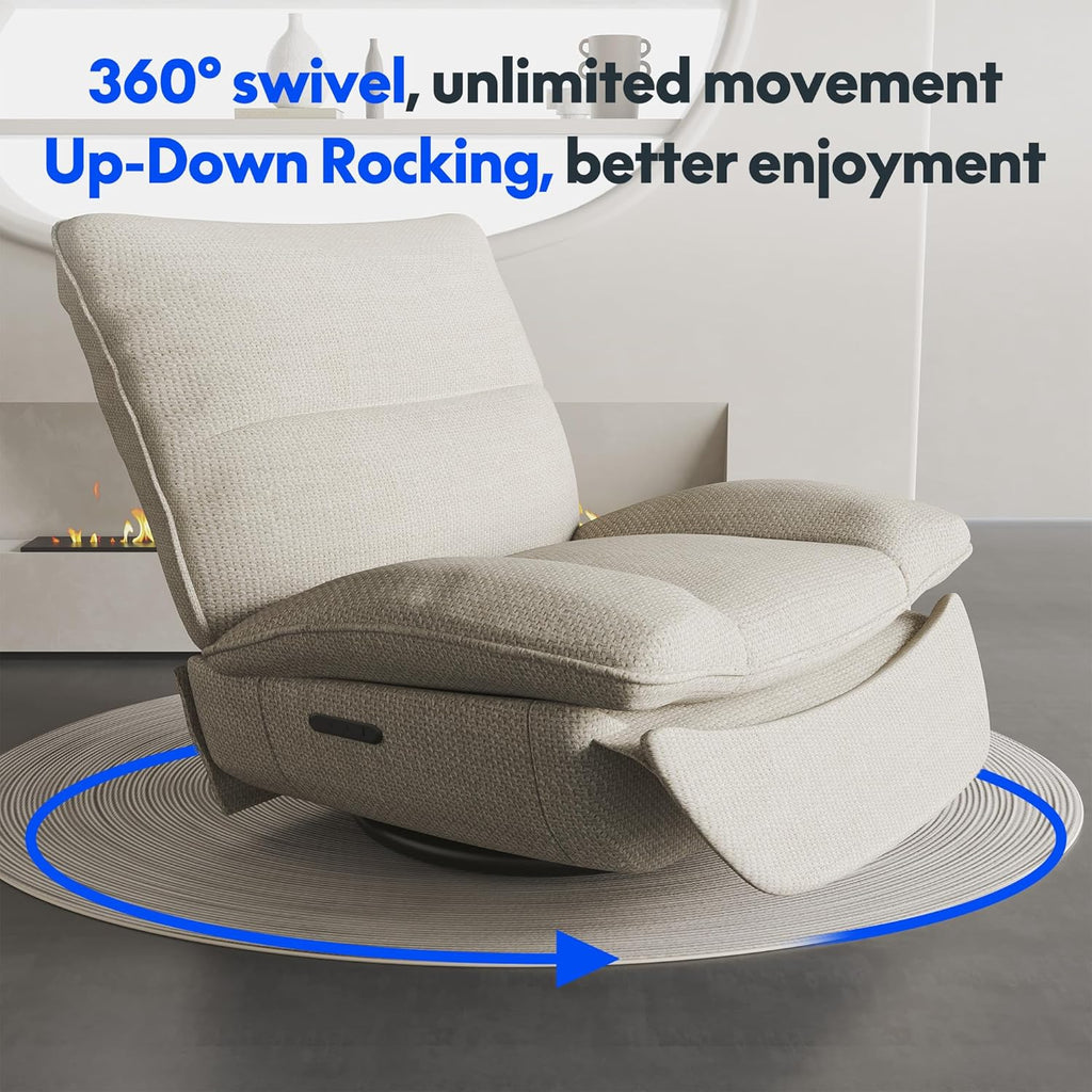 2026 Fauteuil inclinable FLEXISPOT XC6, canapé pivotant à bascule, fauteuil TV avec dossier réglable, fauteuil inclinable pour chambre, salon et home cinéma (beige)