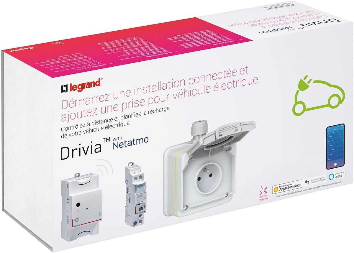 2026 LEGRAND - Pack prise Green'up Access pour recharge véhicule électrique + module connecté, recharge accélérée x2, contrôle via smartphone ou assistant vocal, installation facile