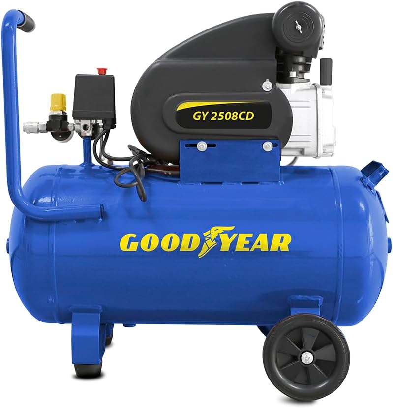2026 GOODYEAR - Compresseur d'air 50L 230V 8 bar 115 PSI Débit max 210 L/min Silencieux