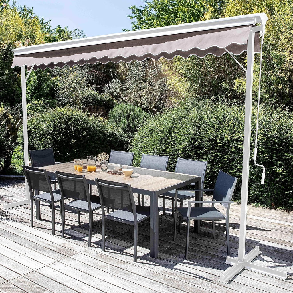 2026 Oviala Store Double Pente avec Coffre 3 x 4 m en Aluminium écru