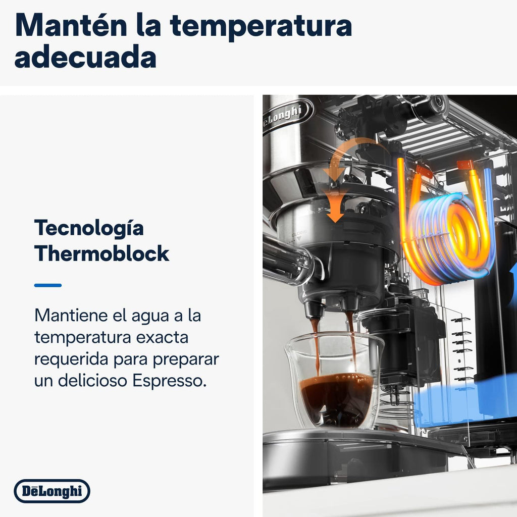 2026 De'Longhi Dedica – Cafetière à pompe en acier inoxydable pour café moulu ou individuel, expresso et cappuccino, réservoir de 1,3 litre, système anti-goutte, modèle EC685.M, couleur métal