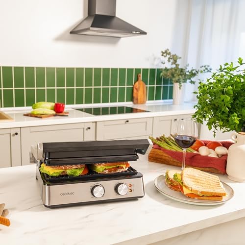 2026 Cecotec Grill électrique Rock’nGrill Smart. Système de réglage de la puissance, du temps et de la température de 2000 W, ouverture à 180 °, plaques amovibles allant au lave vaisselle : Cuisine et Maison