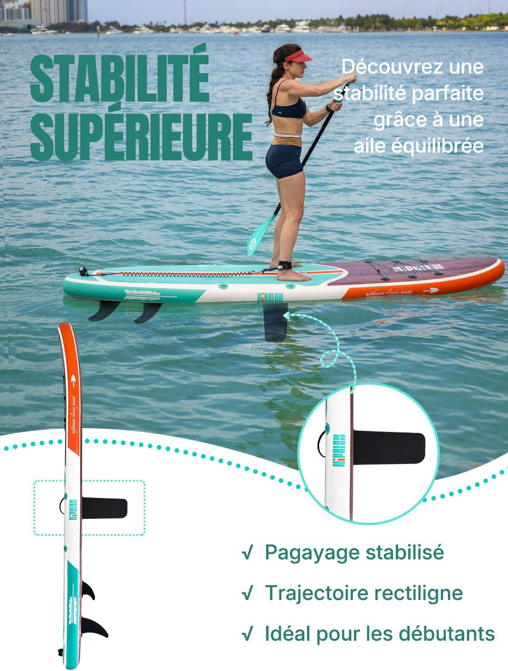 2026 Niphean Paddle Gonflable Adulte avec Tous Les Accessoires, 320cm Planches de Stand Up Paddle Gonflables pour Tous Les Niveaux, Sup avec Capacité 200 kg pour 2 Personnes, Paddle Gonflable avec Siège