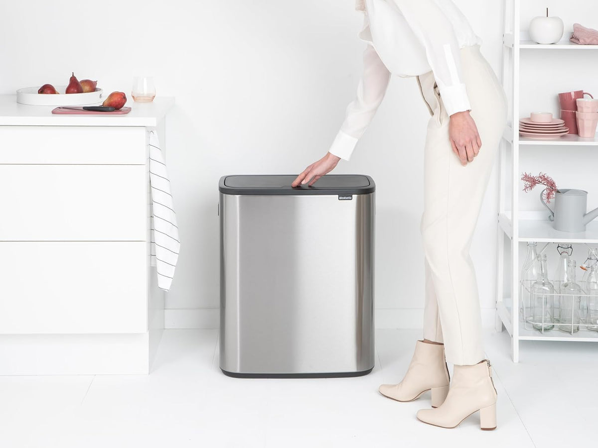 2026 Poubelle Brabantia, acier mat, anti-traces de doigts, 2 x 30 L