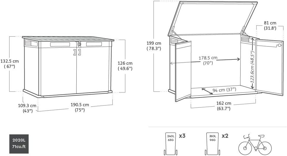 2026 Keter Coffre de rangement pour jardin Signature 2020L - Aspect bois