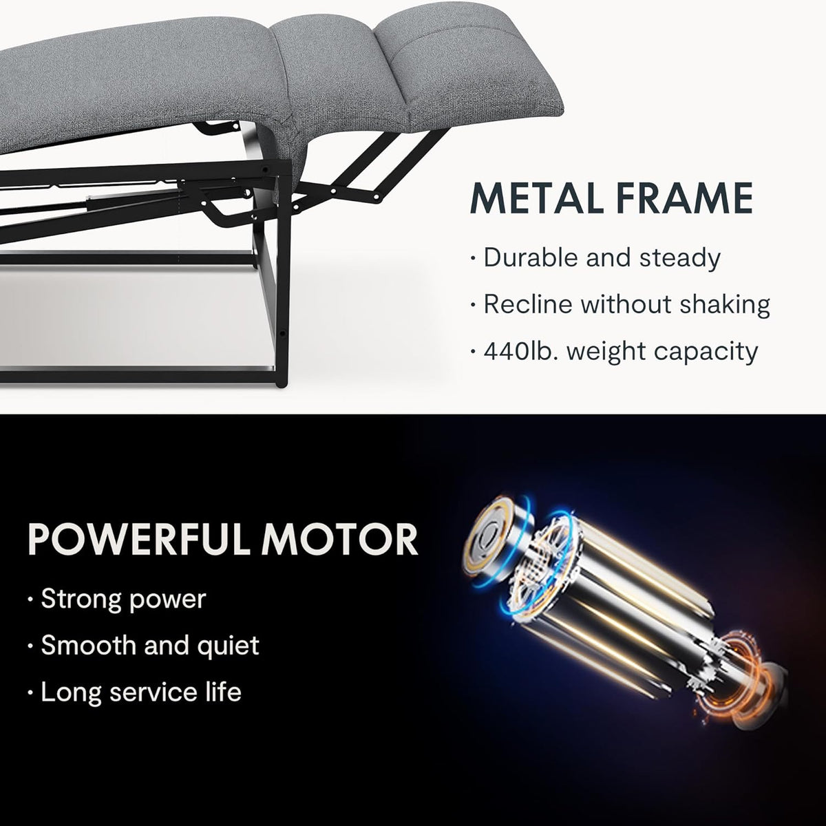2026 Fauteuil relax électrique FLEXISPOT avec dossier réglable, inclinable de 105° à 155°, fauteuil inclinable, fauteuil relax ergonomique pour chambre, salon et home cinéma (gris foncé)