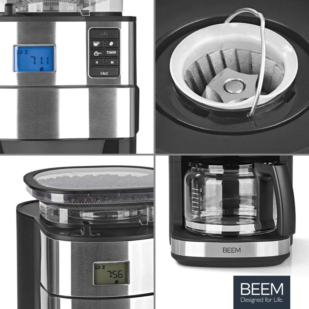 2026 BEEM FRESH-AROMA-PERFECT II Filterkaffeemaschine mit Mahlwerk - Thermo | Edelstahl | Thermokanne | 24h-Timer | 1000 W | 180 g Bohnenbehälter
