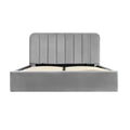2026 Lit coffre avec sommier relevable 140x190 cm ANNA en velours gris Lit