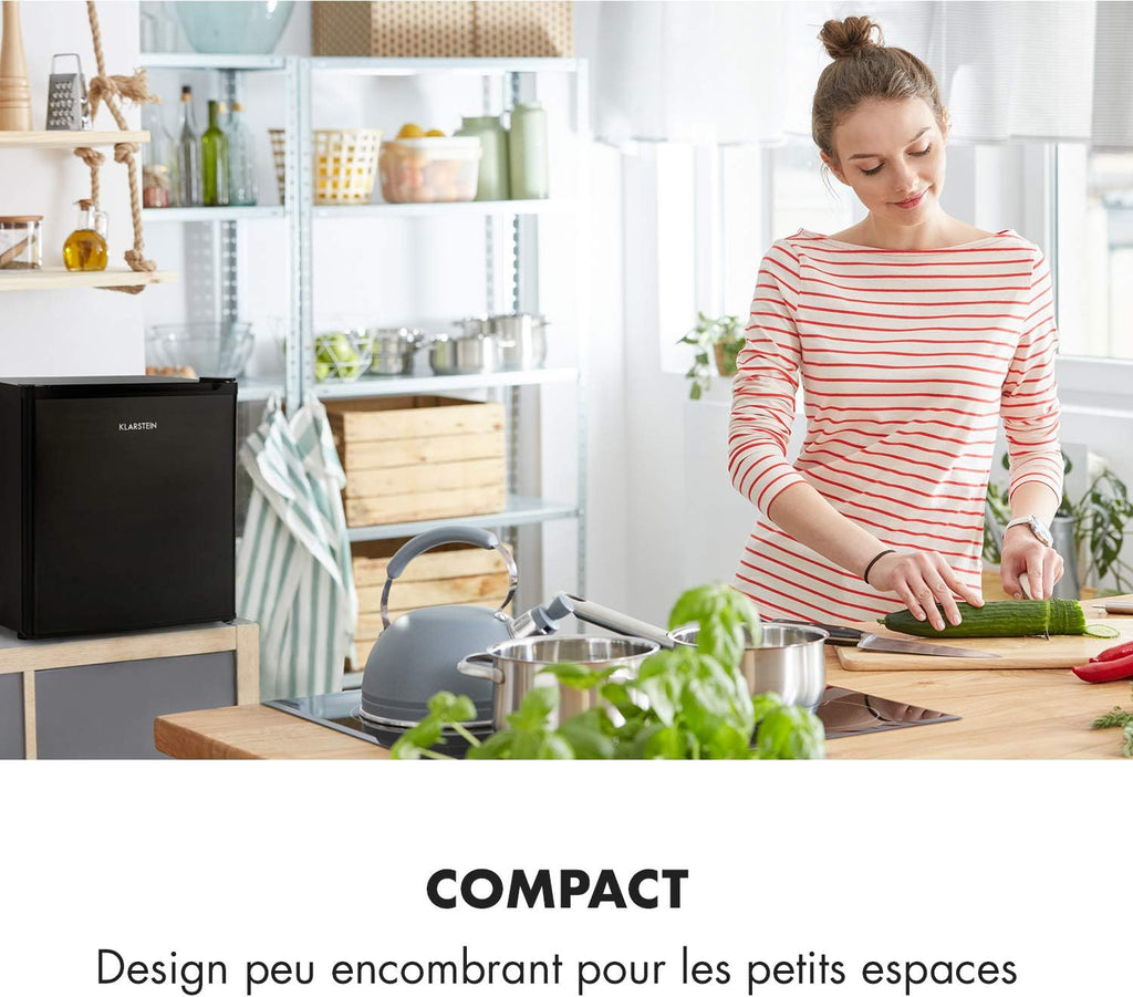 2026 KLARSTEIN Garfield Eco - Congélateur petite taille, 34L, 4 étoiles, 117 kWh/an, 2 niveaux, 41 dB, Tablette amovible, Autonome, Environ 44 x 52 x 47 cm (LxHxP) - Noir