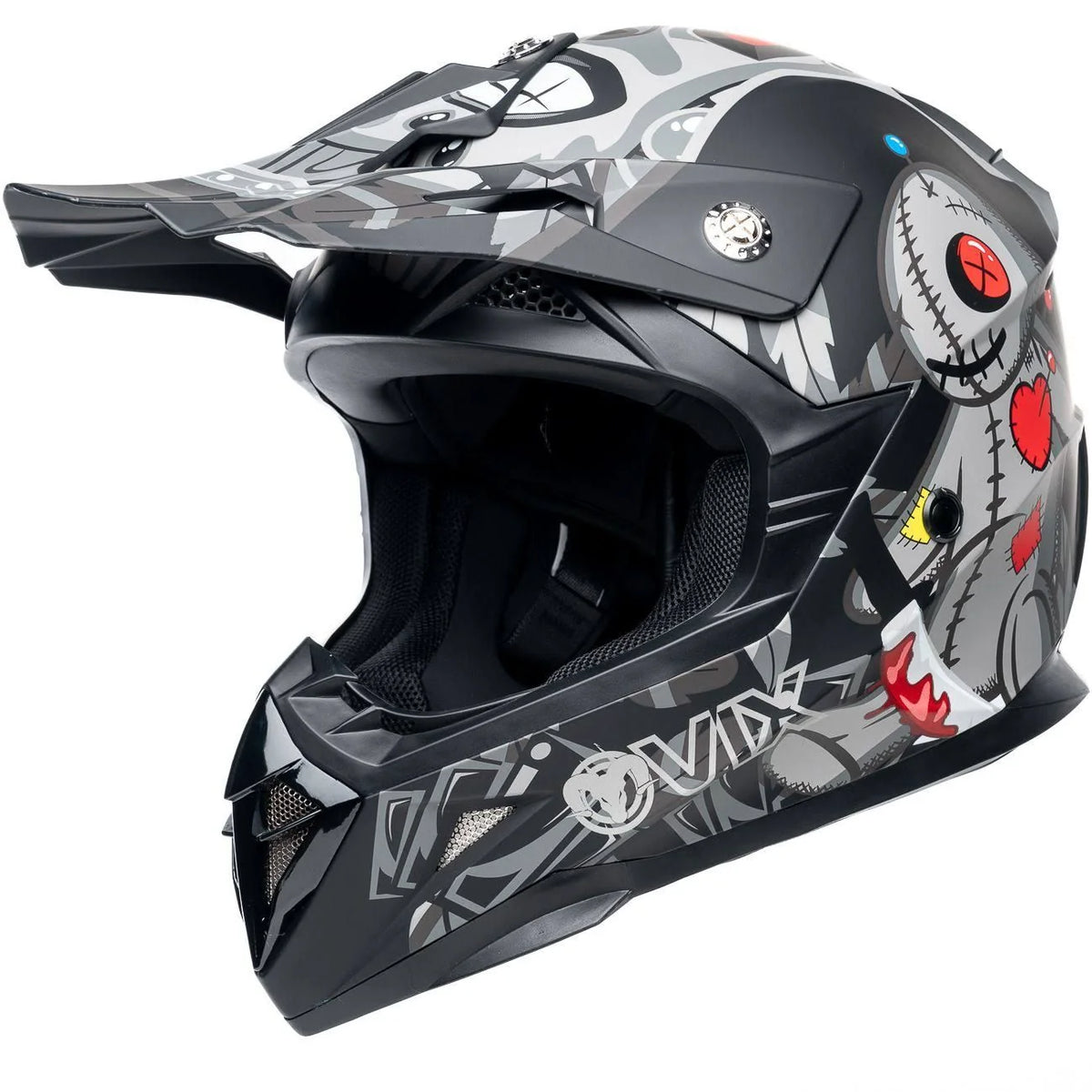 2026 Ovix - Casco de motocross Dirty Voodoo 2025(Noir/Gris/Rouge)