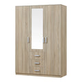 2026 Armoire de chambre garde-robe moderne meuble de rangement intemporel 5 étagères 3 tiroirs + miroir MDF 176 x 120 x 52 cm effet chêne sonoma 03_0006369