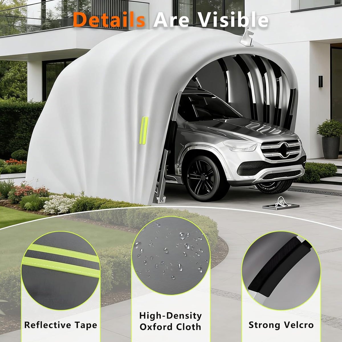 2026 Abri De Voiture Semi-Automatique en Acier Inoxydable, Abri Voiture Exterieur Pliable, Garage Mobile Exterieur, L 5,5m x W 2.5 x H 2.3m / L 5,9m x W 2,7 x H 2,45 m (Gris) (5.9 x 2.7 x 2.45m)
