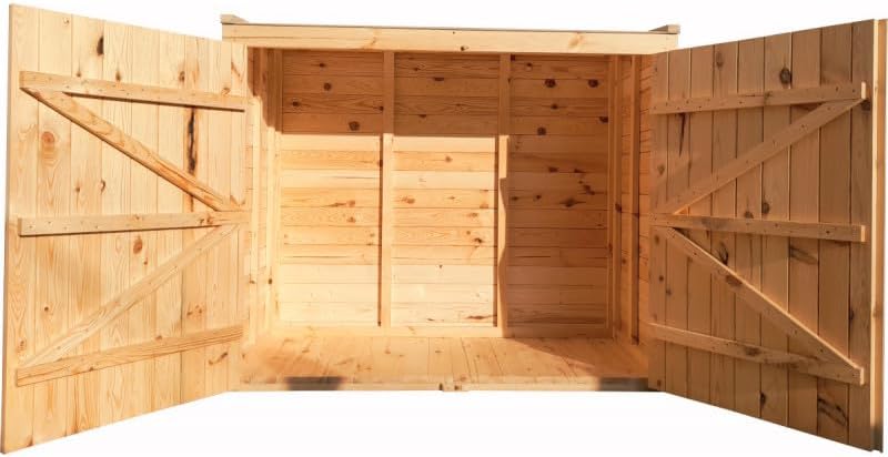 2026 Coffre de Jardin en Bois Massif Traité 28mm 2000L | Rangement Extérieur Robuste Marron avec Plancher | Toit Polyéthylène Ouvrant, Étanche et Durable