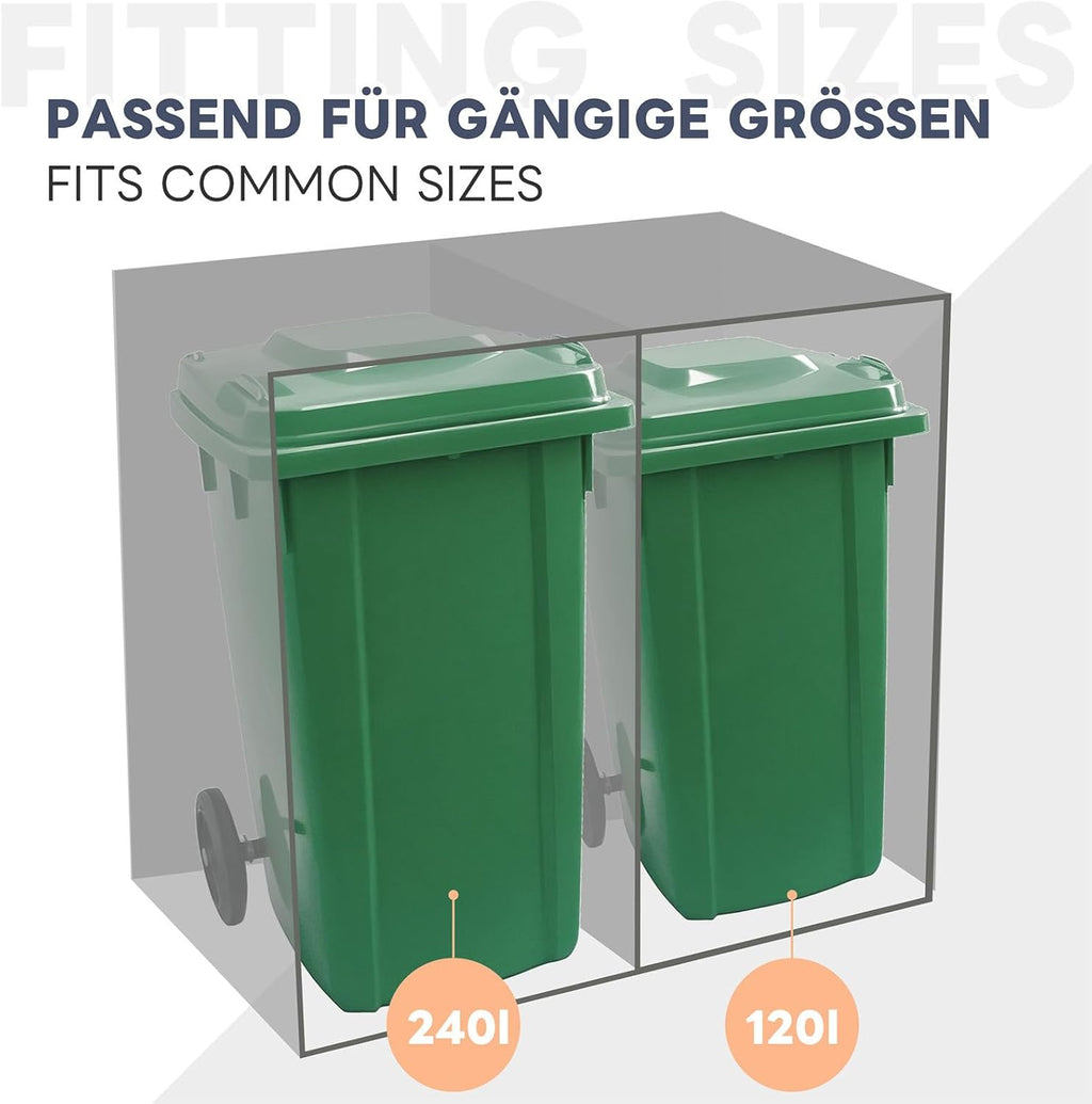 2026 Billg Cache Poubelle Extérieur Double, Abri pour 2 Poubelles de 120-240 L, Antirouille Habillage de Poubelle avec Toit Végétal et 2 Portes avec Poignées Verrouillable, Acier Galvanisé, Anthracite