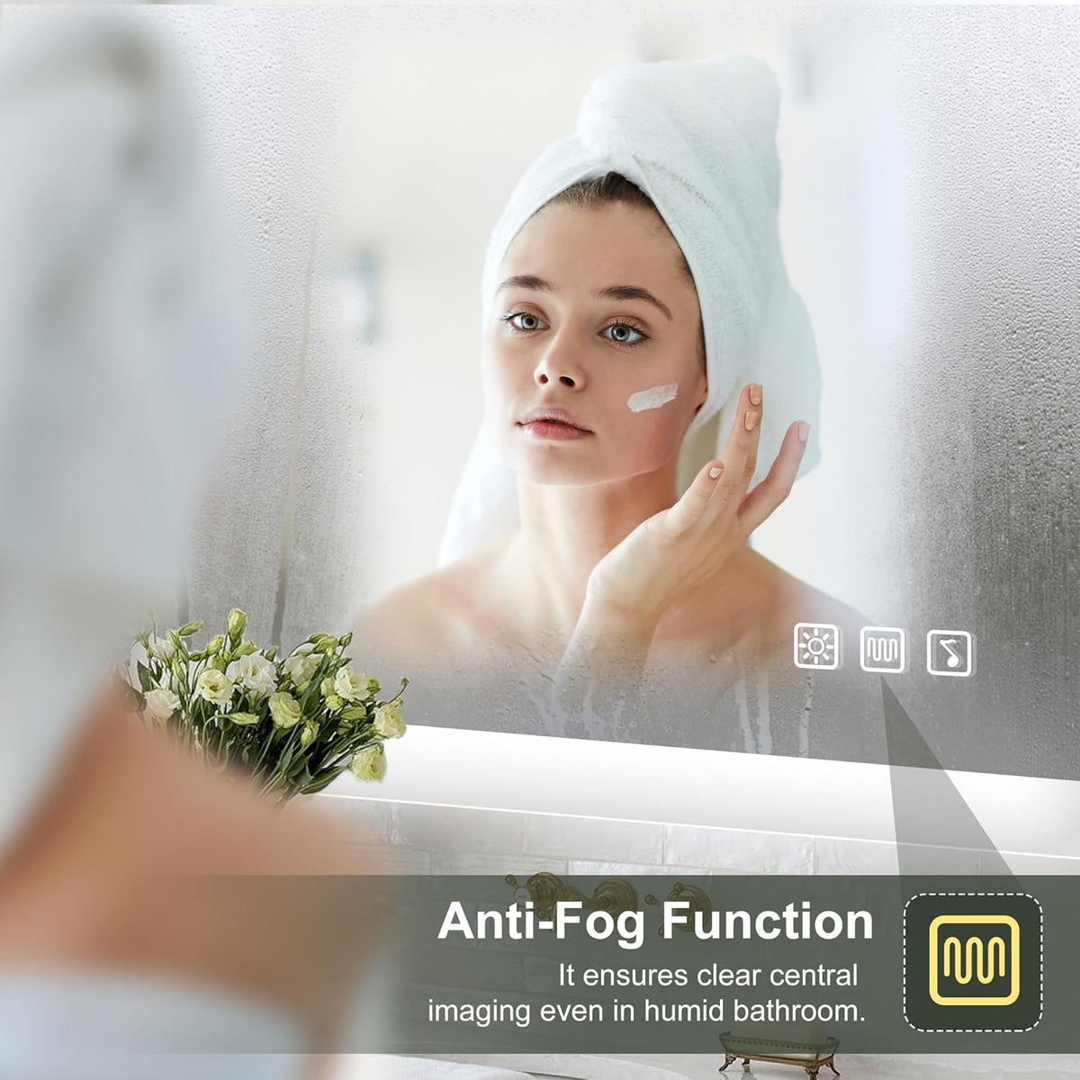 2026 Miroir de salle de bain S'bagno avec éclairage 1200 x 700 mm, IP44, LED, Bluetooth, antibuée, 3 couleurs de lumière (3 000 K, 4 000 K, 6 500 K), intensité variable, mémoire, vertical ou horizontal. Miroirs de salle de bain avec LED.