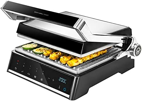 2026 Cecotec Grill électrique Rock’nGrill Smart. Système de réglage de la puissance, du temps et de la température de 2000 W, ouverture à 180 °, plaques amovibles allant au lave vaisselle : Cuisine et Maison