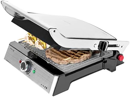 2026 Cecotec Grill électrique Rock’nGrill Smart. Système de réglage de la puissance, du temps et de la température de 2000 W, ouverture à 180 °, plaques amovibles allant au lave vaisselle : Cuisine et Maison